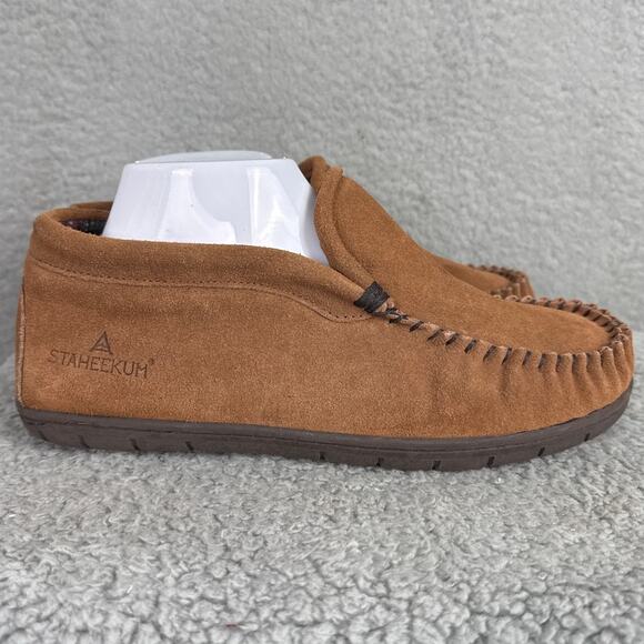 Staheekum Men\'s Moccasin Slippers Suede Upper Flannel Lining Size 8 NWOT/Box main image 6